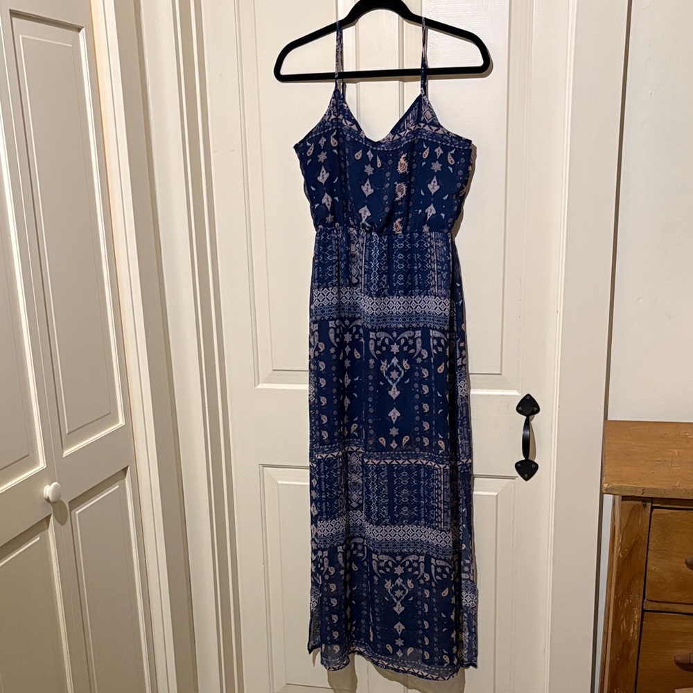 Cotton On Navy and Pink Patterned Maxi Dress